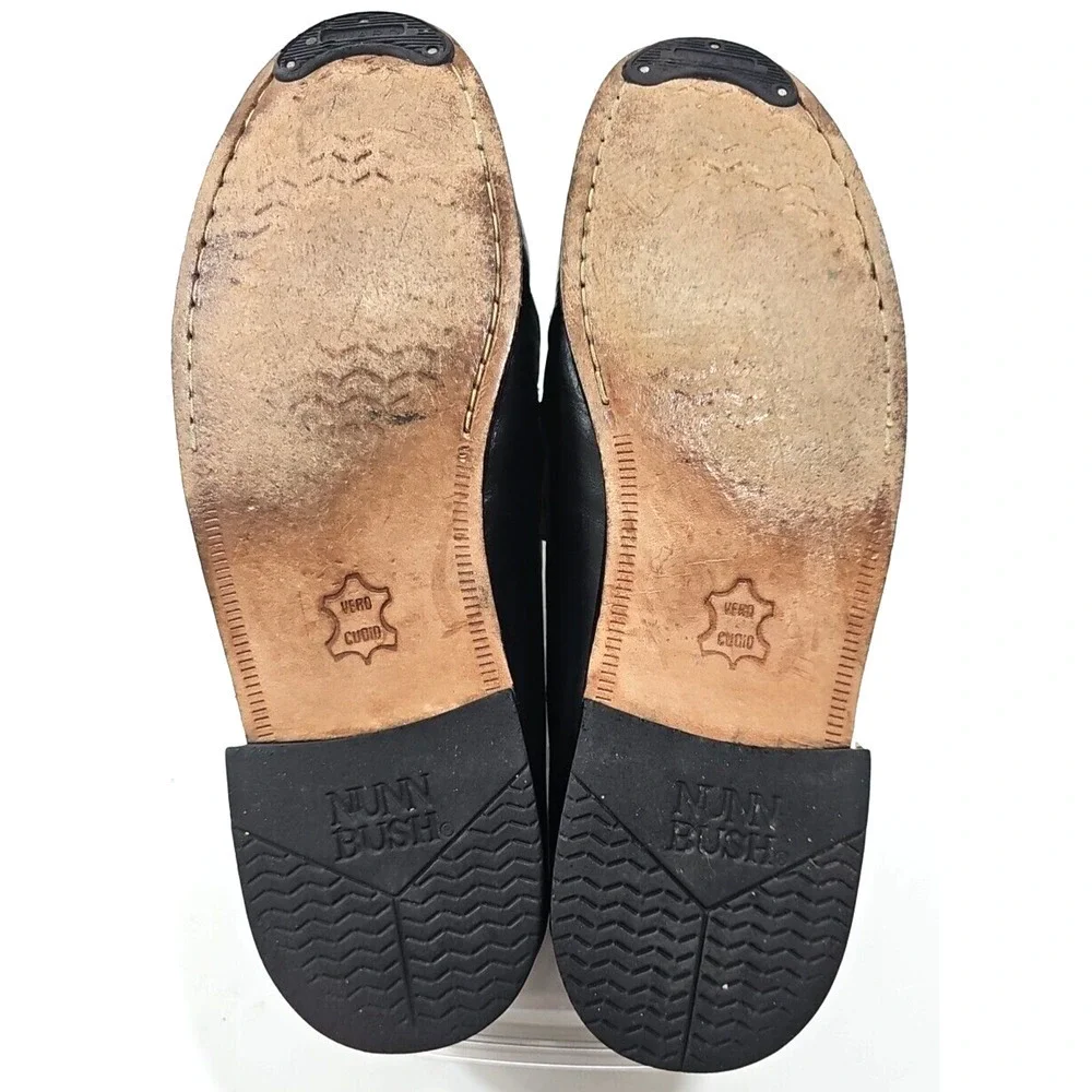 Nunn Bush Black/Brown Genuine Leather Upper Loafers Men's Shoes 9.5 W Slip on.